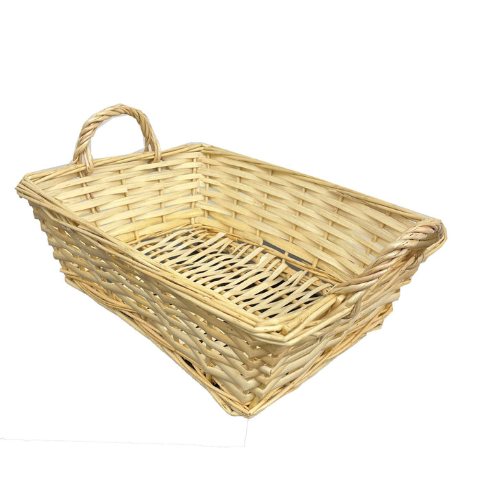 12"handmade woven rectangle willow basket/tray with ear HDL