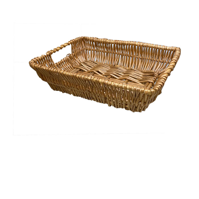 13" Rectangle Woven Willow/Wicker  Tray honey Stain