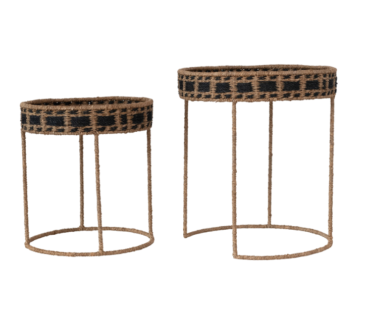 Braided Bankuan and Abaca Rope Nesting Tables, Set of 2