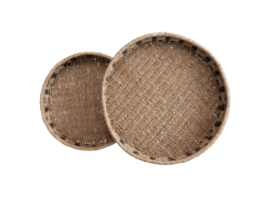 Braided Bankuan and Abaca Rope Nesting Tables, Set of 2