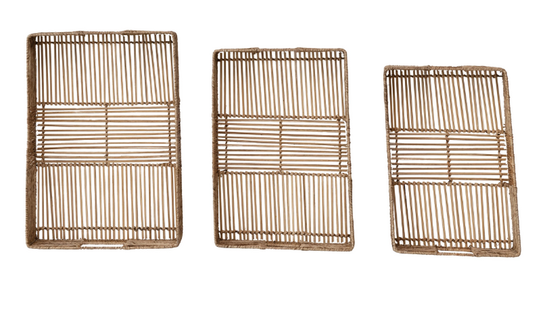 Hand-Woven Trays with Handles