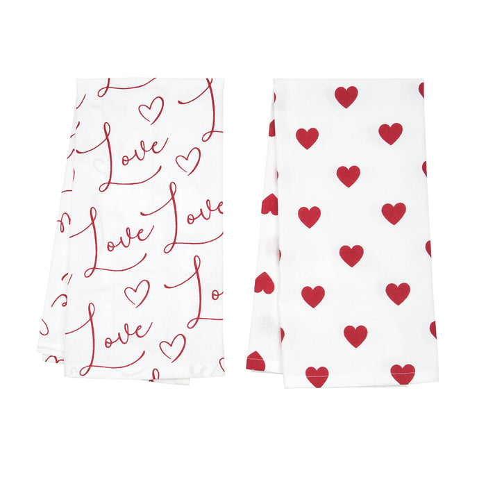Valentine's Day Love Heart Kitchen Towel Set 2