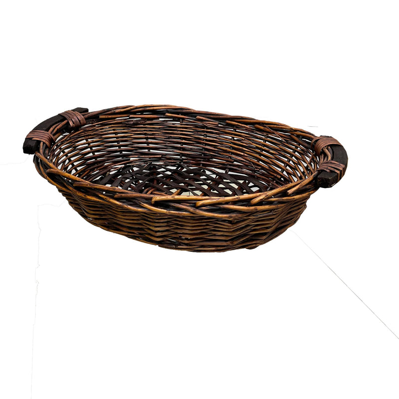 12" Oval Willow Tray Dark Brown Finish