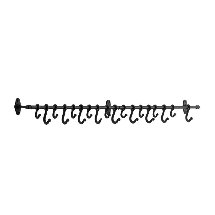 Forged Metal Wall Rod w/ 18 Hooks