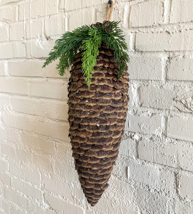 Pinecone Ornament with Foliage and Bells