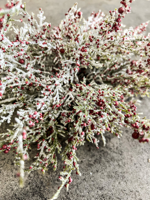 Snowy Cedar & Berries Half Sphere
